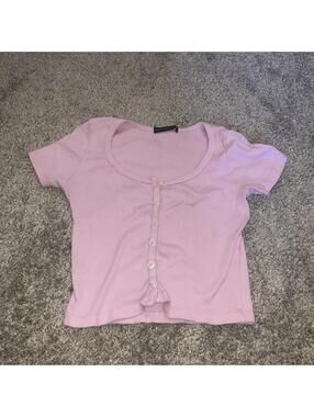 Brandy Melville Women's Pink and Purple Crop-top
